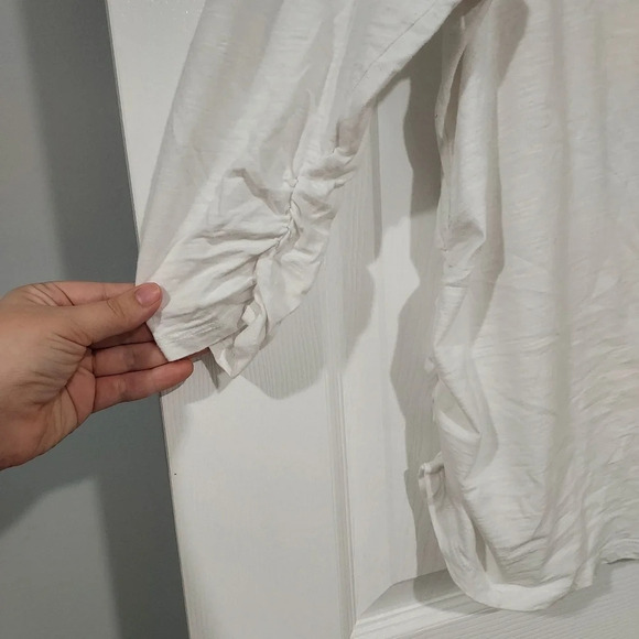 Lane Bryant Cotton Slub White Beaded Neckline 3/4 Sleeve Shirt in Size 18/20 2X - Picture 7 of 11